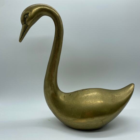 Mid Century Large Brass Swan Geese Bird Pair 16" Figurine Decor - Picture 12 of 16